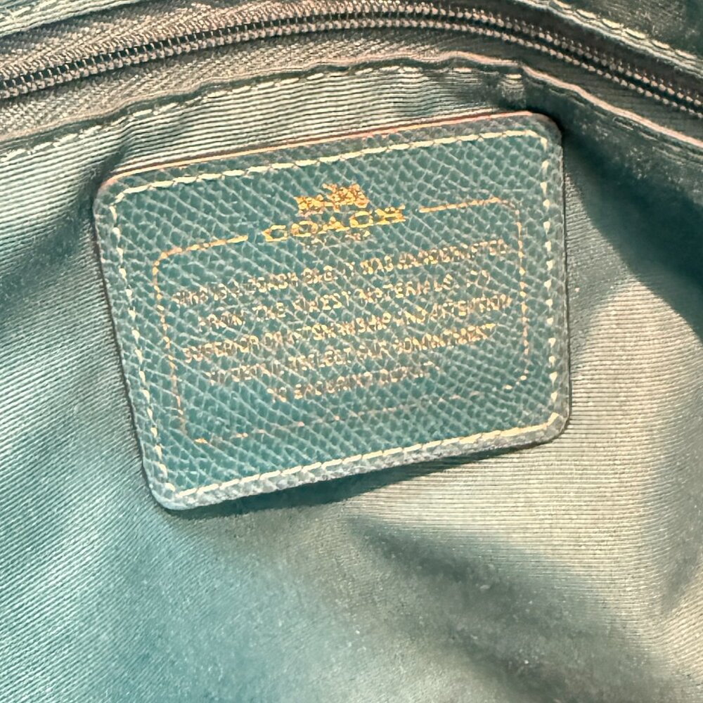 Coach Teal Pebbled Leather City Tote Shoulder Bag - Perfect Work Bag 🏙️ - Picture 7 of 13